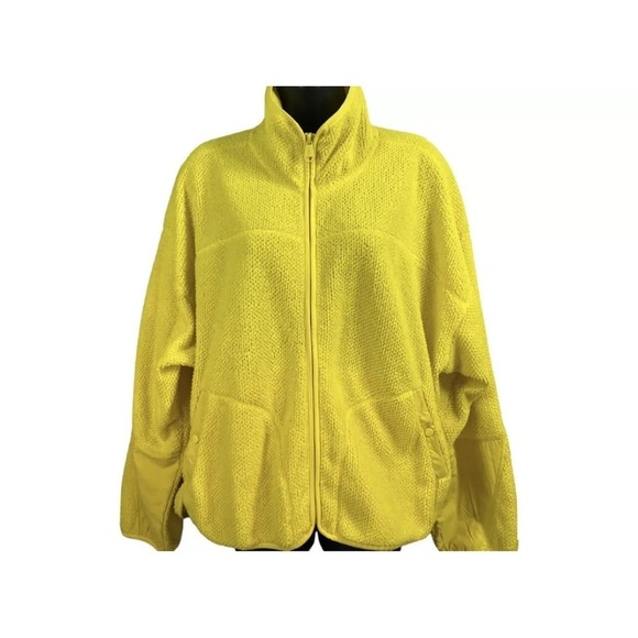 Free People Movement Ziggy Fleece Zip Up Jacket Yellow Medium New W/out Tags - Picture 3 of 3